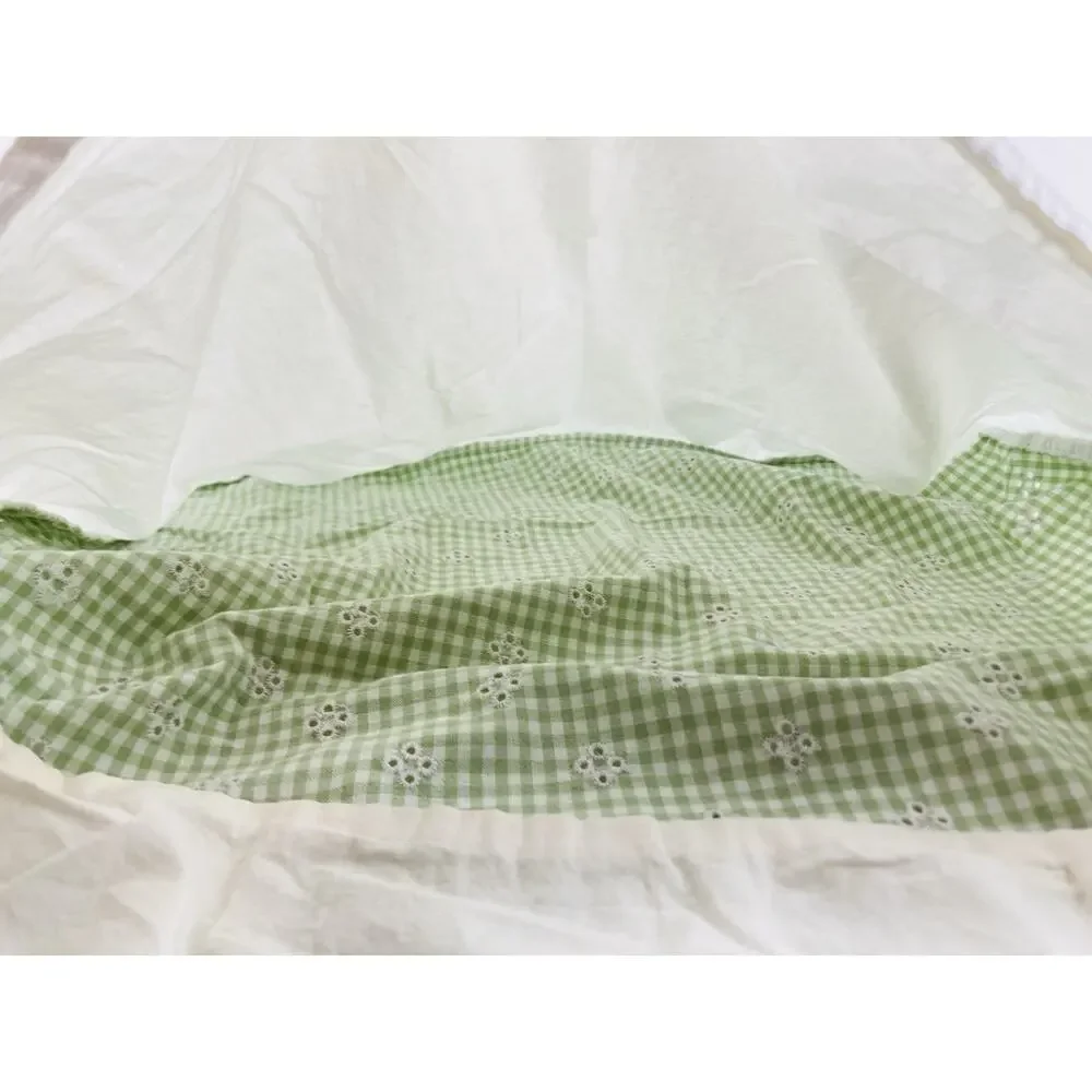 2000 Tommy Hilfiger Green Pillow Cotton Sham Case Dune Road Eyelet Ruffle Plaid